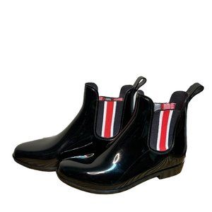 Lauren Ralph Lauren Tally II Chelsea Rain Boot Black Red Stripe Womens Size 11
